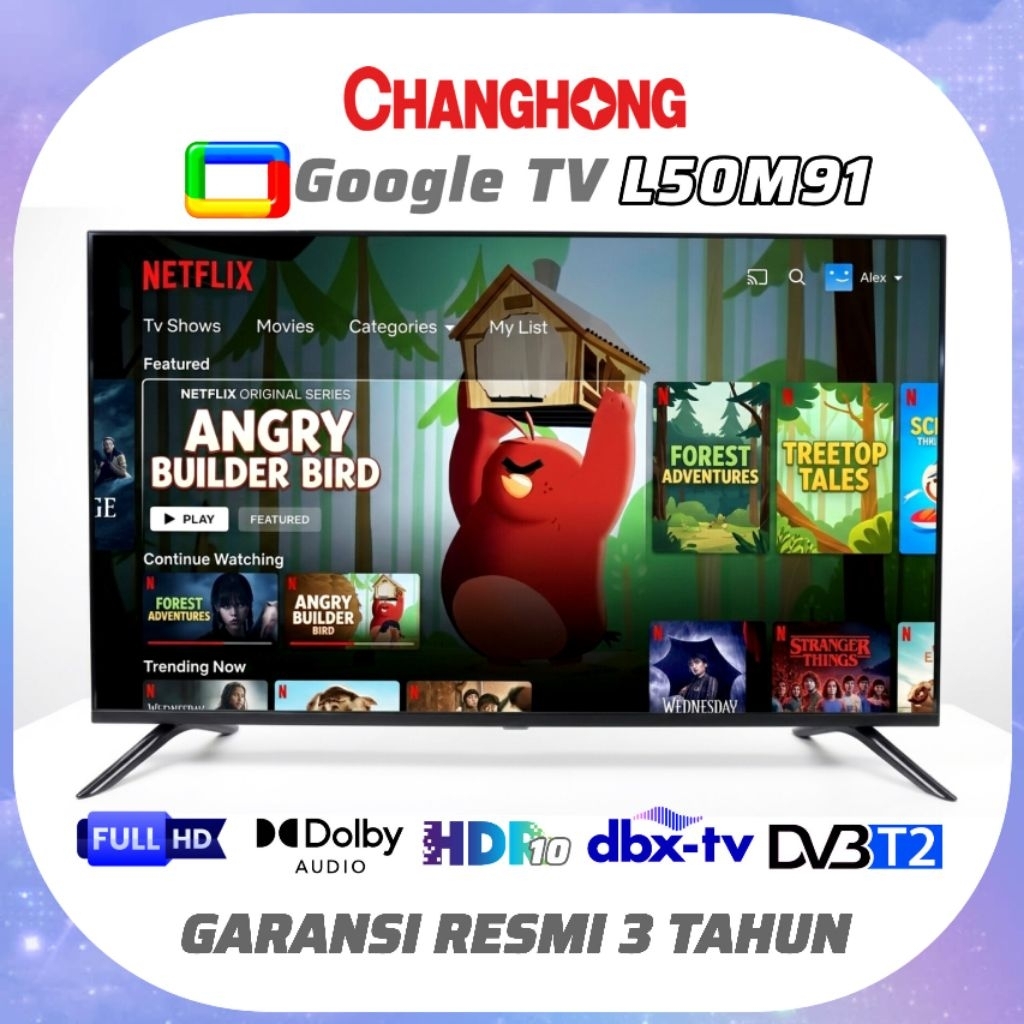 Changhong 50 inch 2K FHD Google TV Garansi Resmi