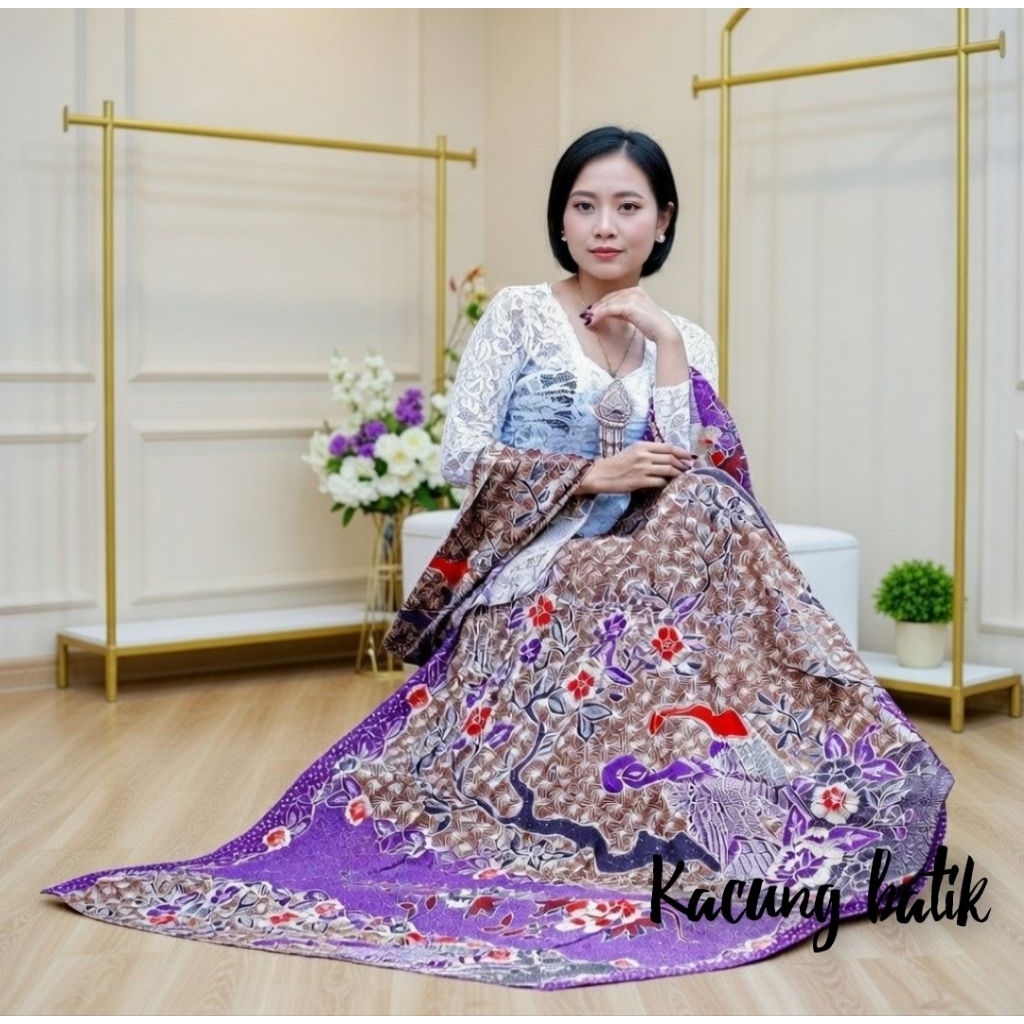 KAMEN SET SELENDANG MOTIF BATIK TRADISIONAL BATIK SUTRA PARIS ATBM KAIN LEMBARAN BAWAHAN KEBAYA WISU