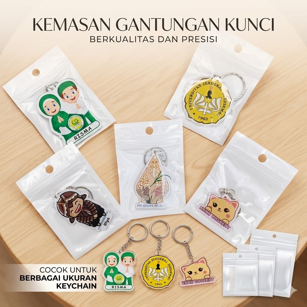 Plastik ziplock kemasan gantungan kunci dan aksesoris
