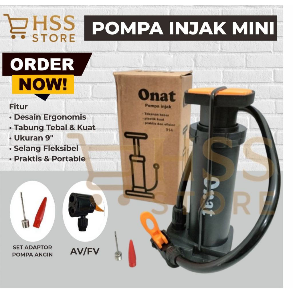 Pompa Injak Mini ONAT / Onat Pompa injak mini/ Pompa Sepeda Injak Onat / Pompa Injak Serbaguna