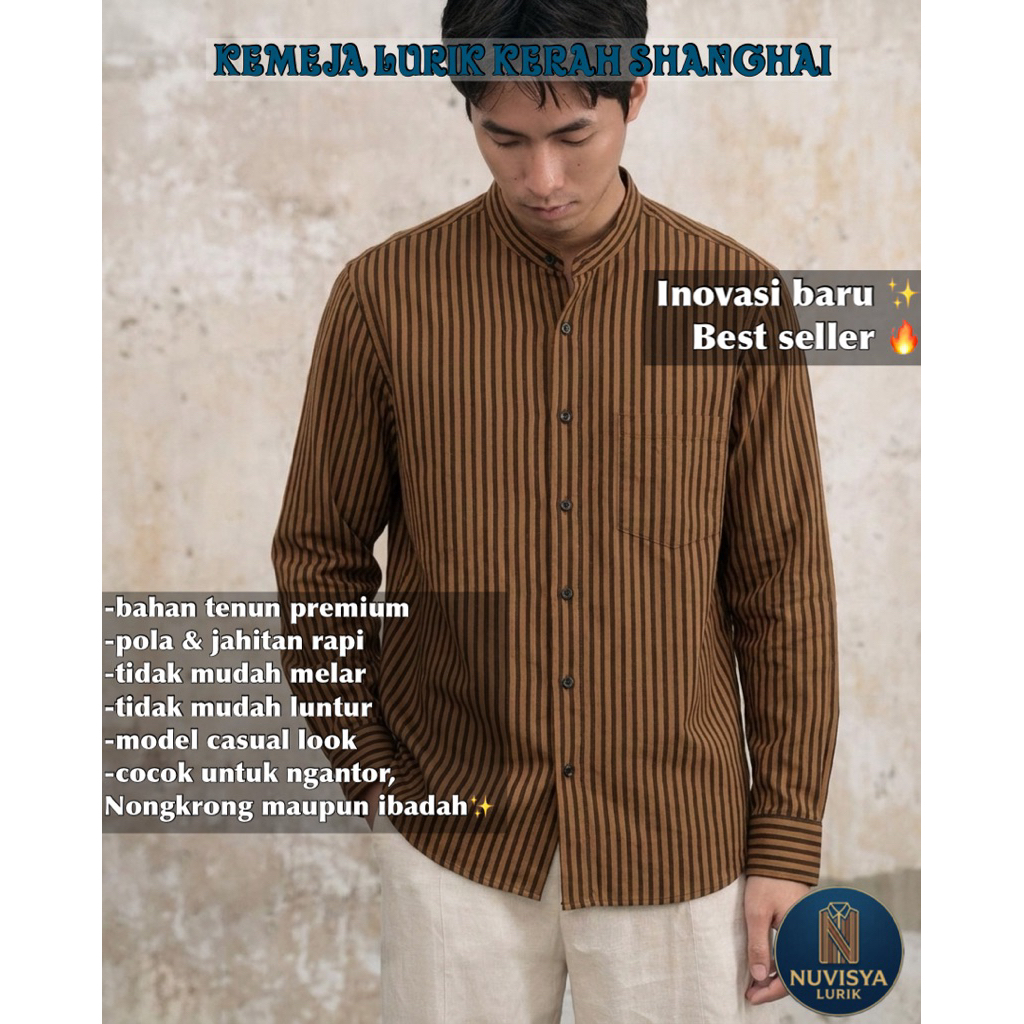 Kemeja Lurik Pria Modern | Baju Koko Lurik Casual Premium | Lengan Panjang / Pendek | kekinian 2026