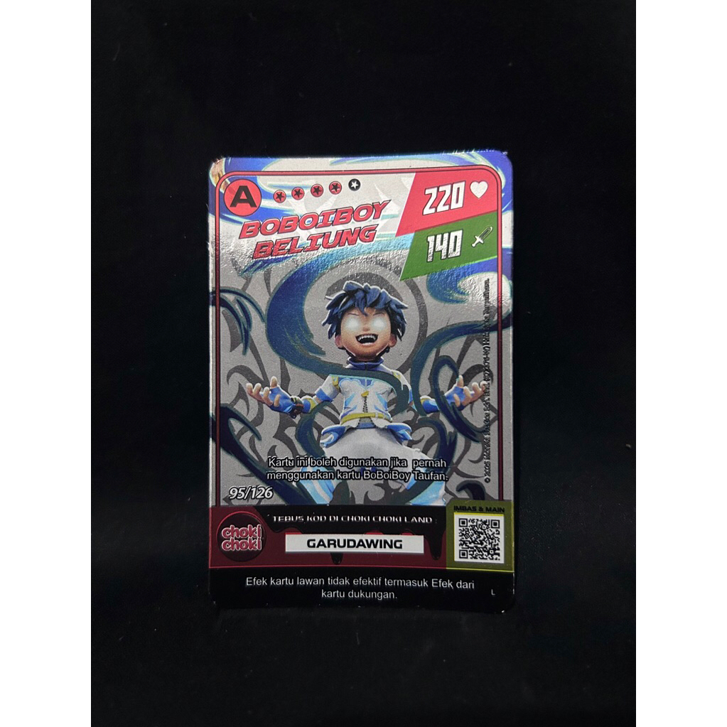 1(satu)pcs Kartu BOBOIBOY BELIUNG 95/126 (HOLOGRAM)(A) Kartu Boboiboy Choki-Choki