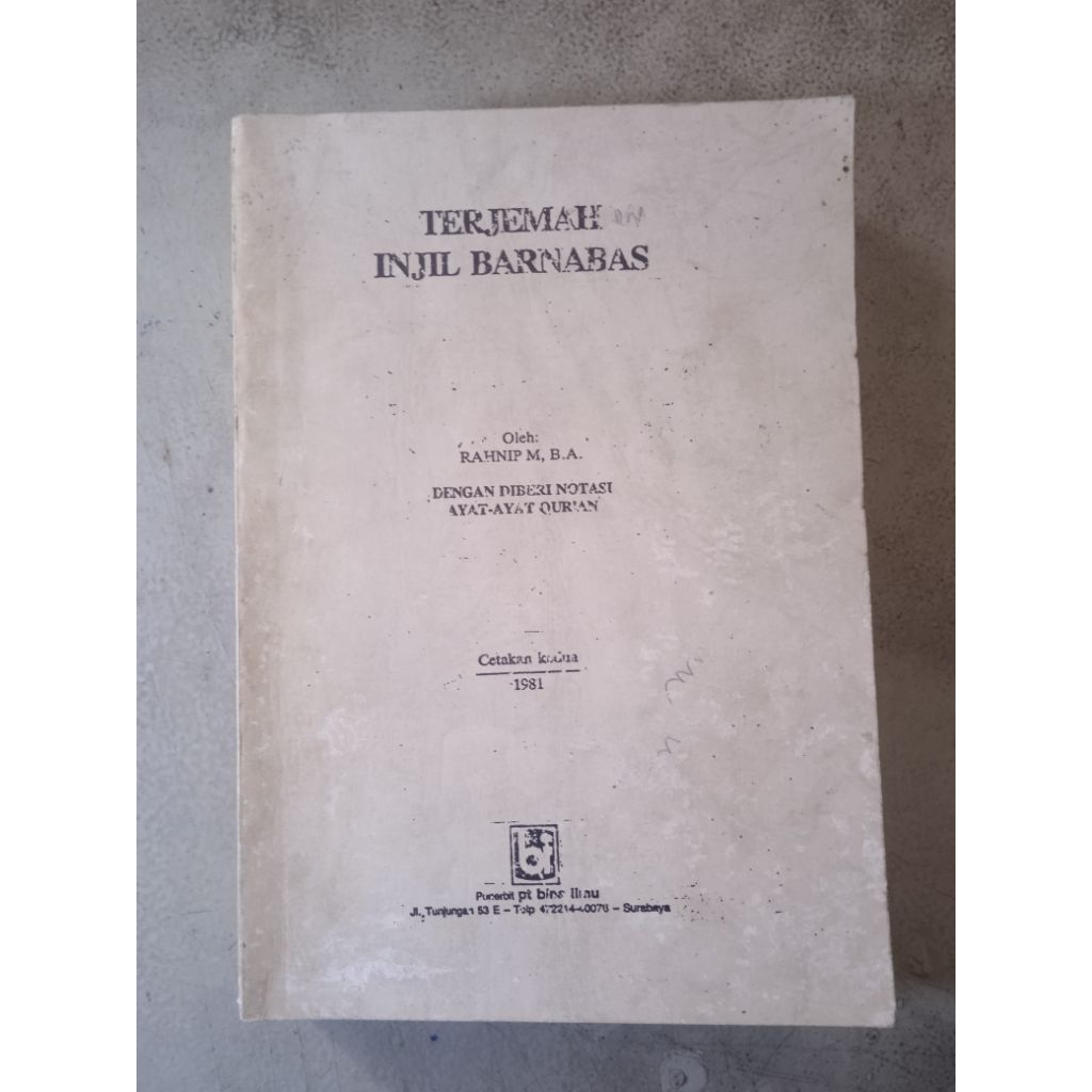 Buku Terjemah Injil Barnabas , oleh : Rahnip M, B.A.