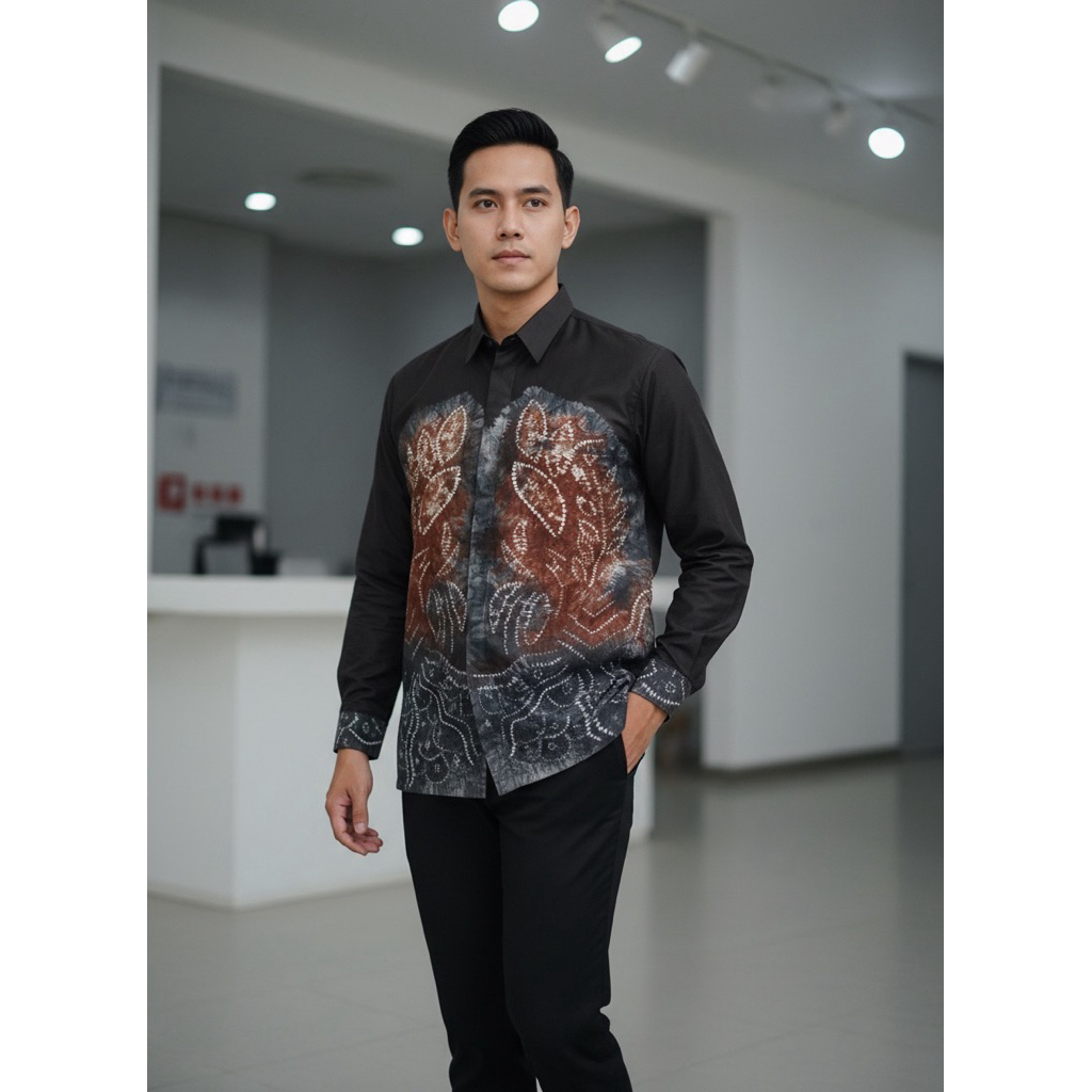 BAJU KEMEJA PRIA MOTIF SASIRANGAN SIZE XXL