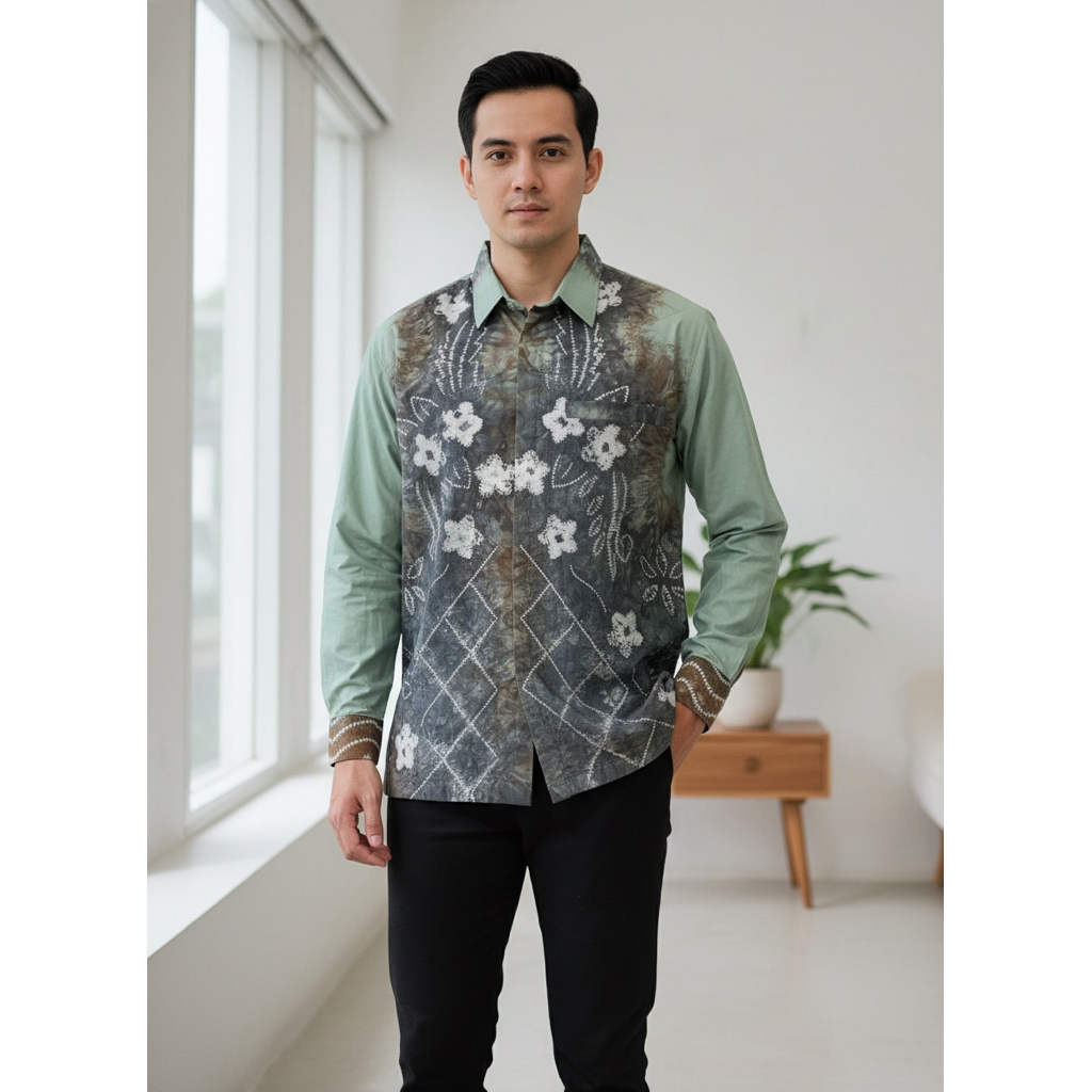 BAJU KEMEJA PRIA MOTIF SASIRANGAN SIZE XXL