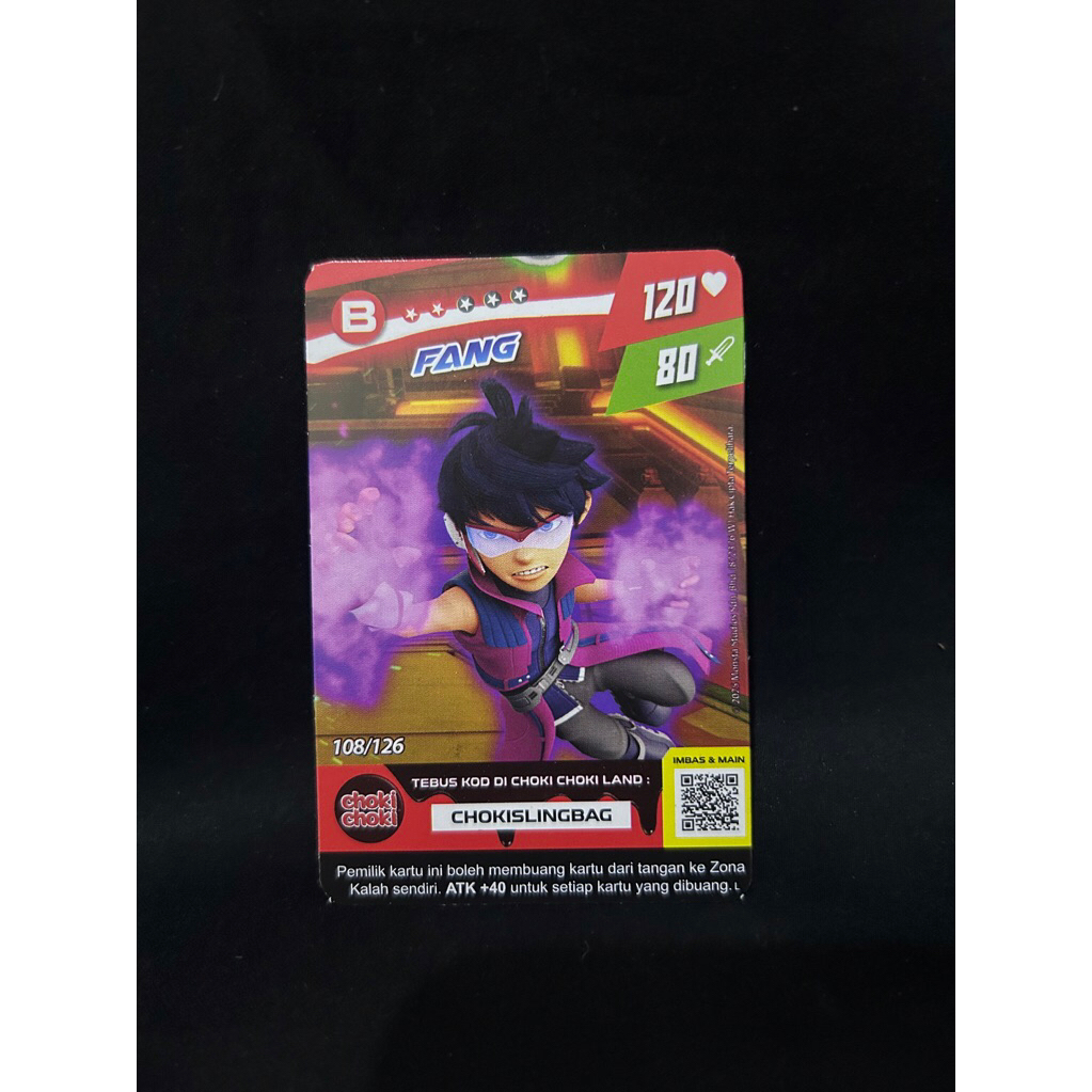1(satu)pcs Kartu FANG 108/126 Kartu Boboiboy Choki-Choki