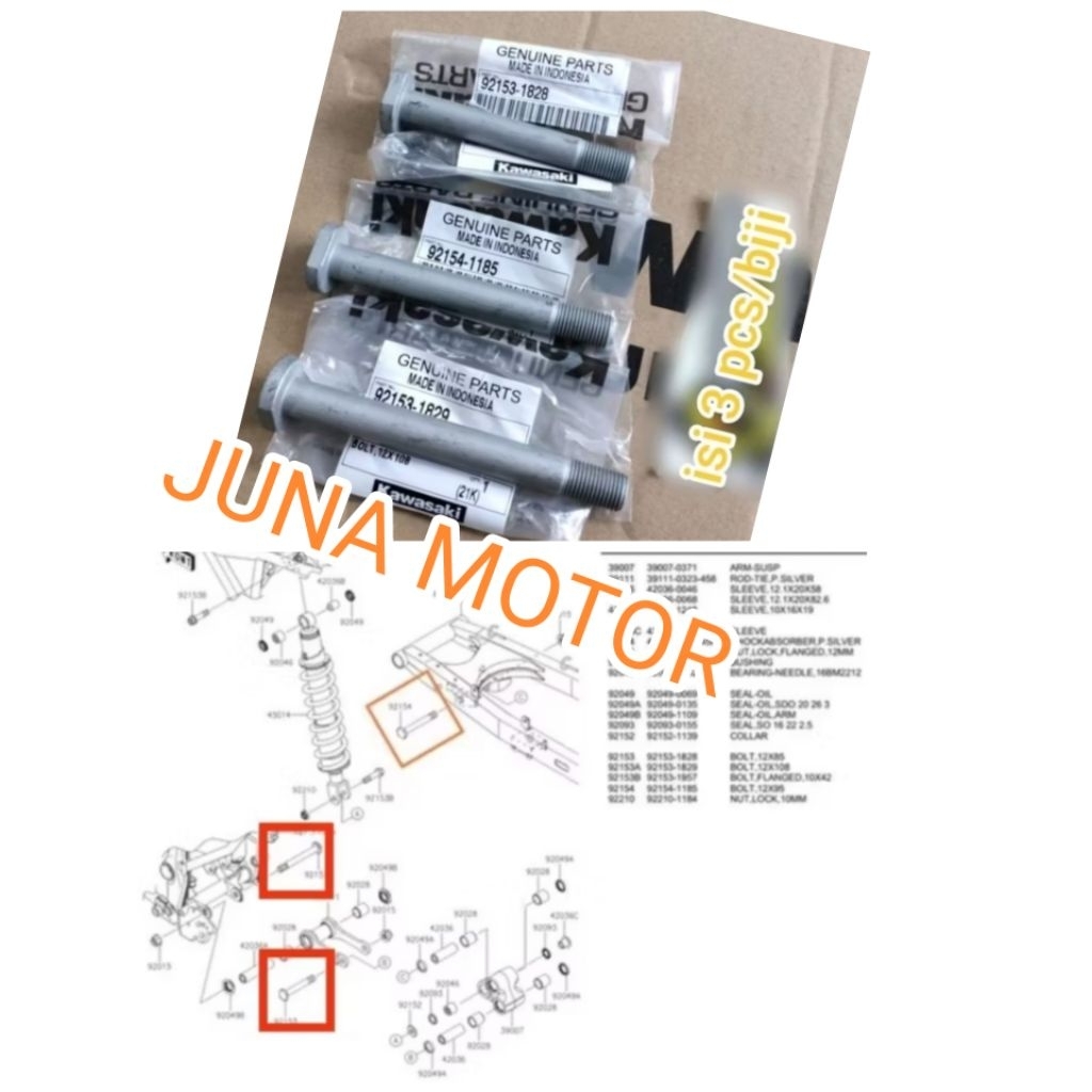 satu set baut unitrack unitrek KLX 150 original