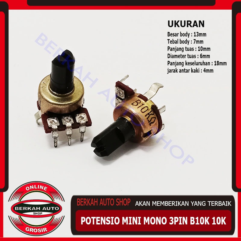 Potensio mini mono 3pin B10K 10k kualitas bagus