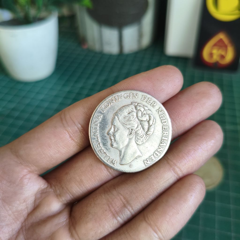 Koin Kuno Gulden 1 Silver Perak Netherland Wilhelmina 1 Mantap