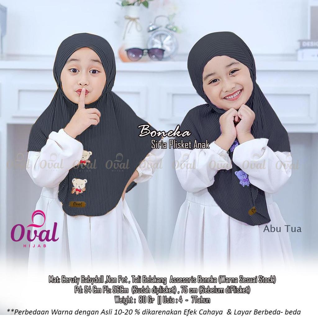Boneka Hijab Siria Plisket Anak Original Oval Hijab Ceruty Babydoll Non Pet Tali Belakang Aksesoris 