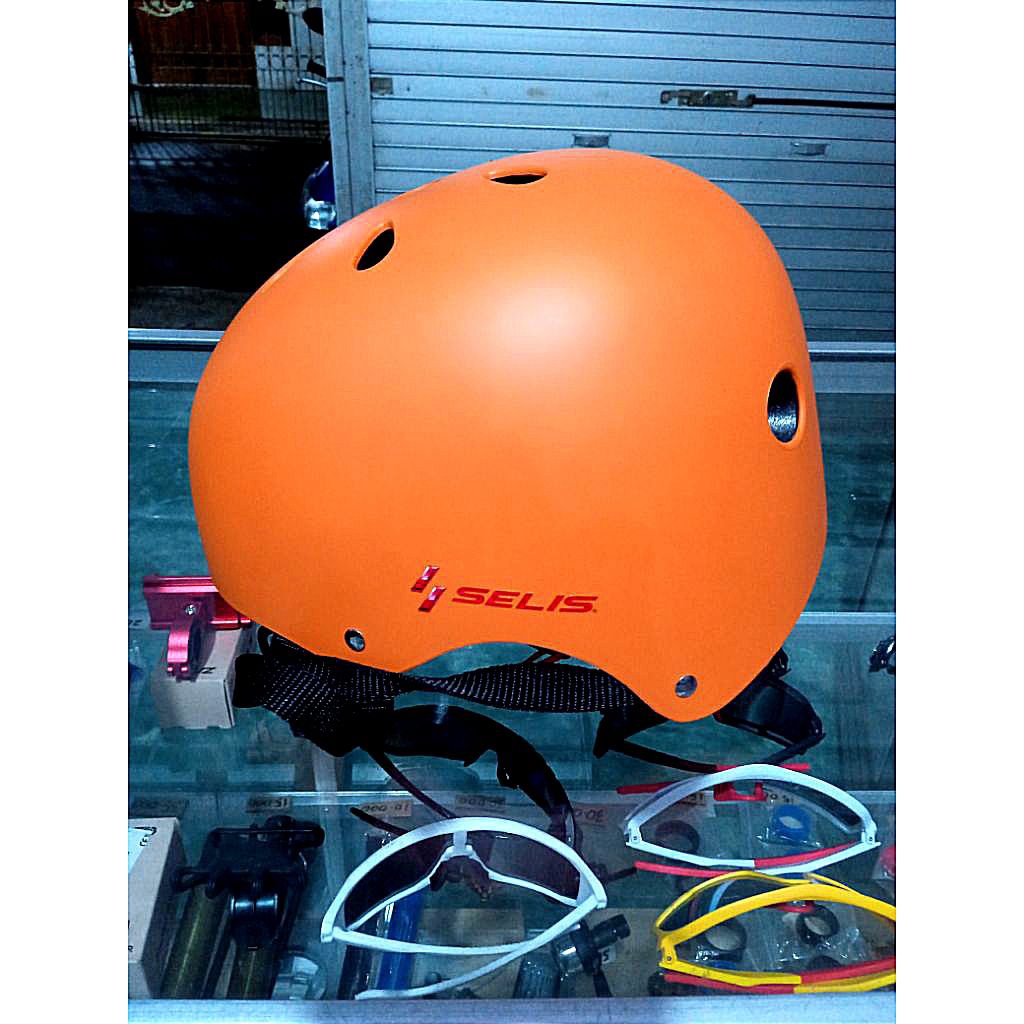 #HELM SEPEDA gowes DEWASA #warna orange #size M & L #MODEL BATOK #BUAT SEPATU RODA #SKATE board #ONT