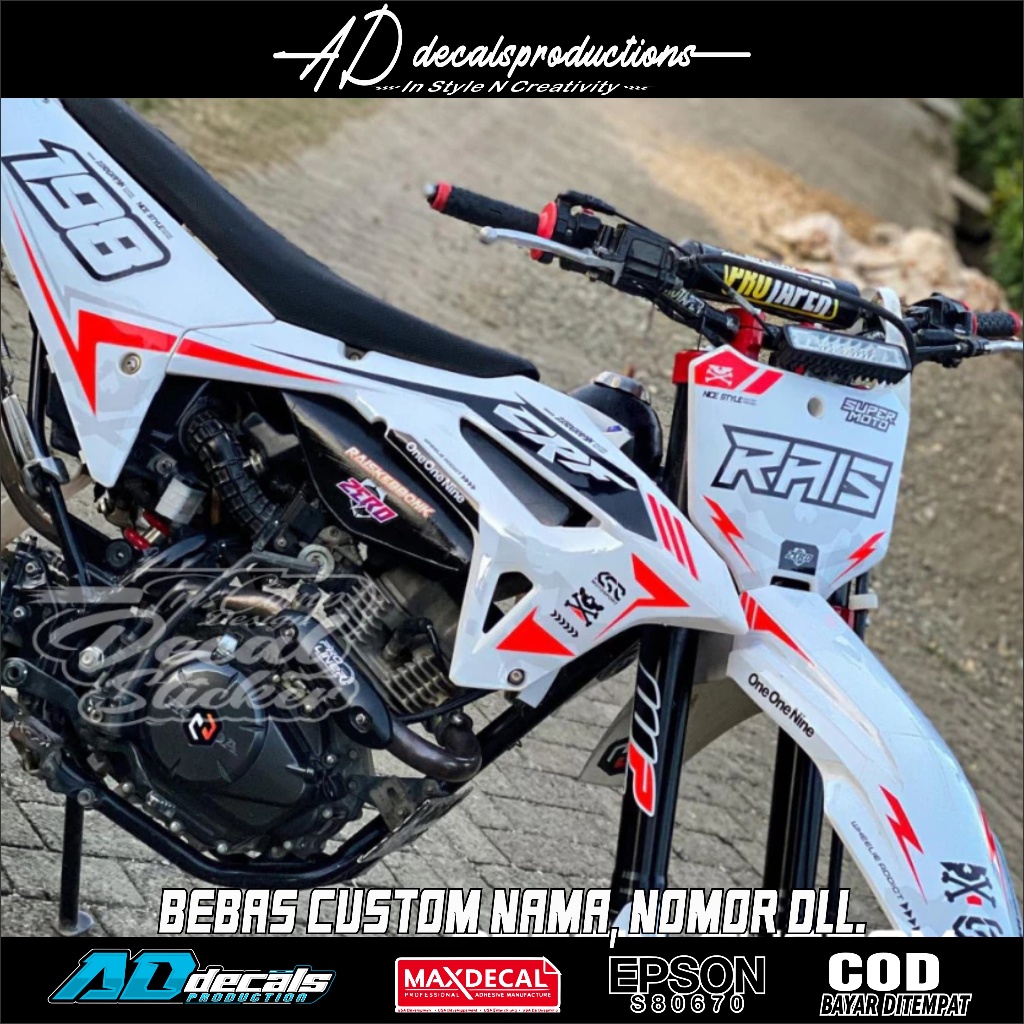 Sticker Decal Motor CRF 450R CRF 150L Fullbody Custom Putih List Merah SUPERGLOSSY BEBAS REQUEST