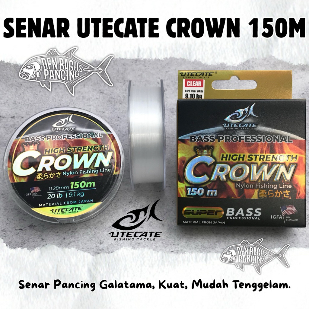 Senar Pancing Kuat Anti Keriting Mudah Tenggelam Warna Putih Panjang 150 Meter Utecate Crown