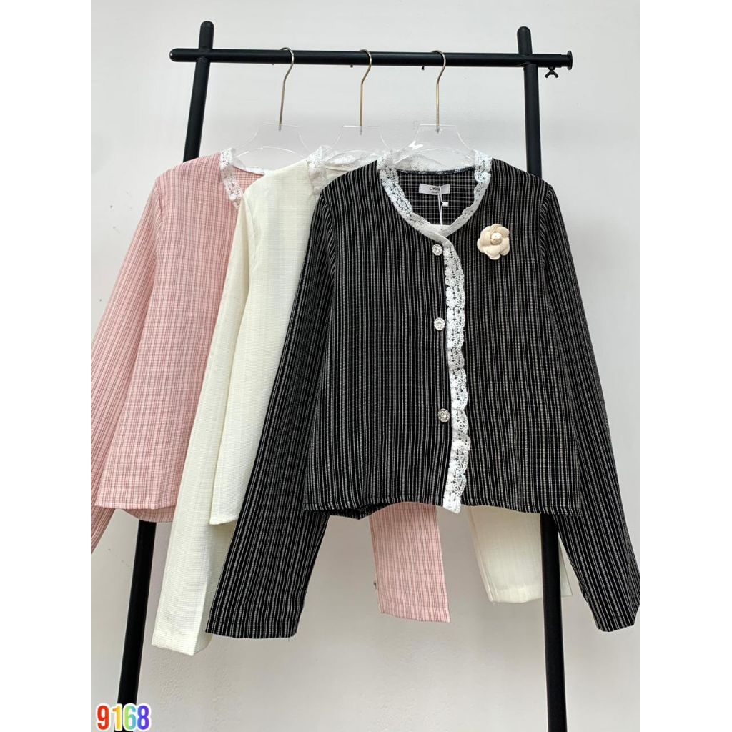 Kemeja rajut renda import