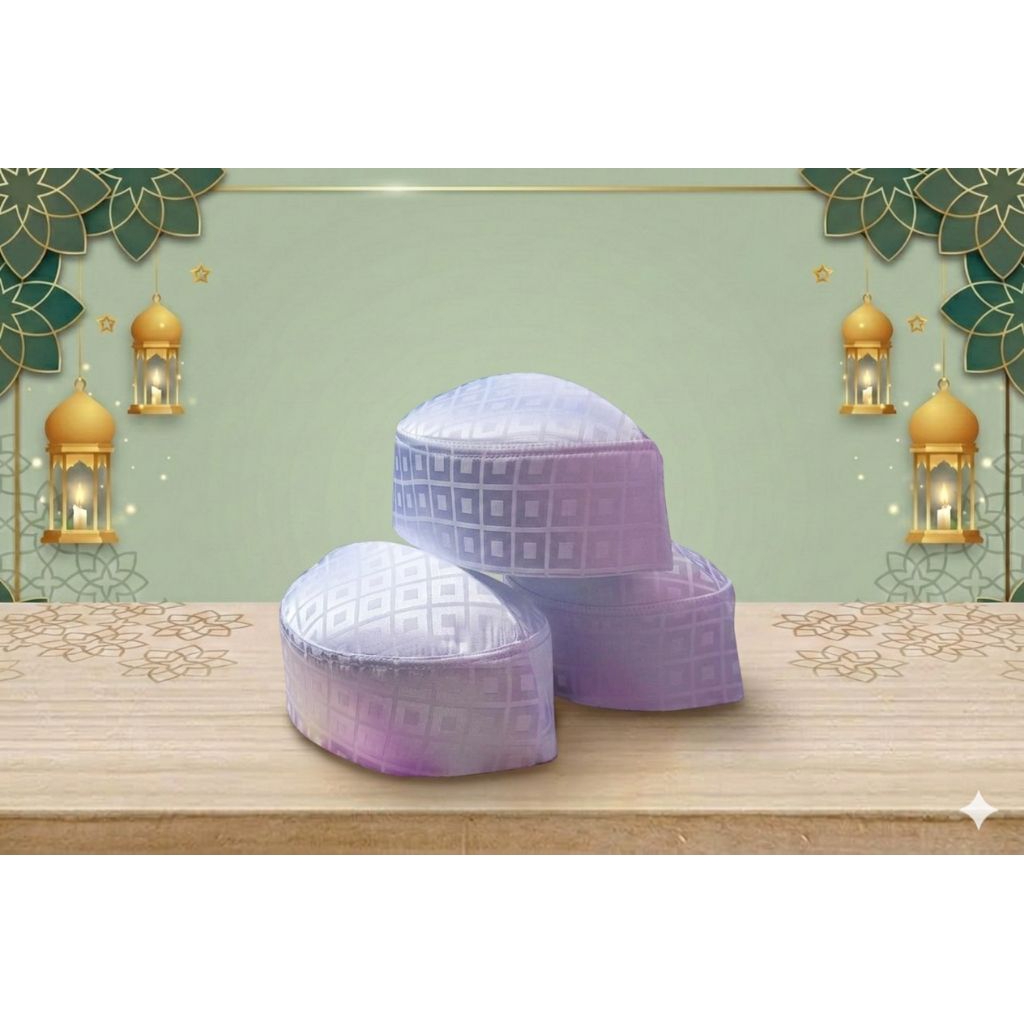 Kopiah/Peci Malaysia putih motif Sutra