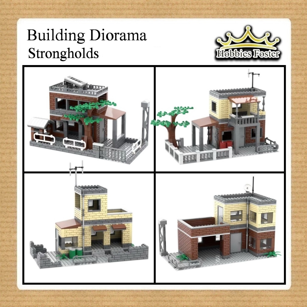 HBS Building Bangunan Diorama - Strongholds SHO - Rumah Kantor Militer Brick Competible