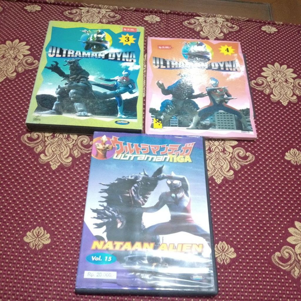 kombo 3 pcs kaset vcd ultraman dyna 3 4 / ultraman tiga original