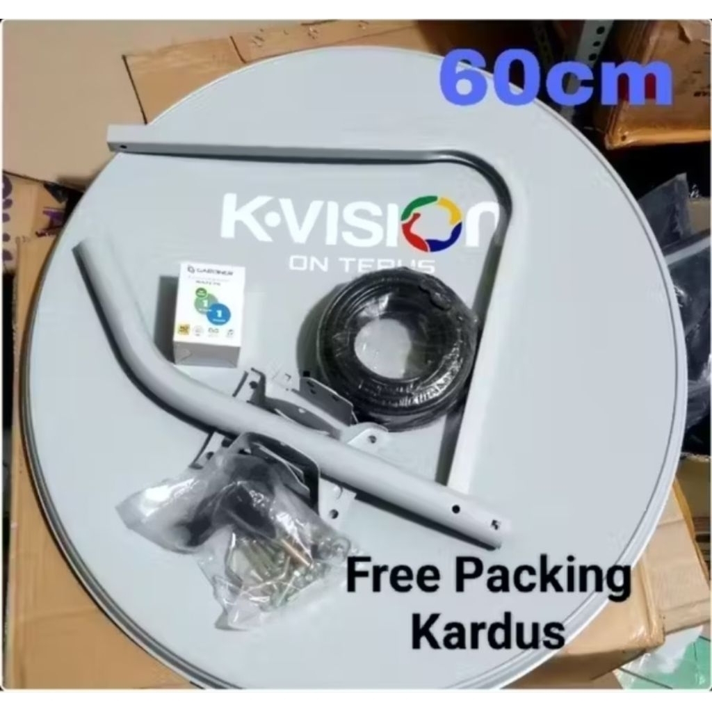 Antena Parabola Mini Gardiner 60 cm + LNB Kwarto 4TV & Dual Output 2TV