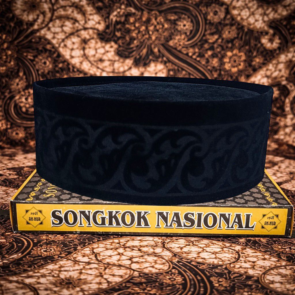 Songkok Nasional Motif Batik Grafir Laser Premium | Peci Hitam Nasional Pria Dewasa | Peci Sholat Le