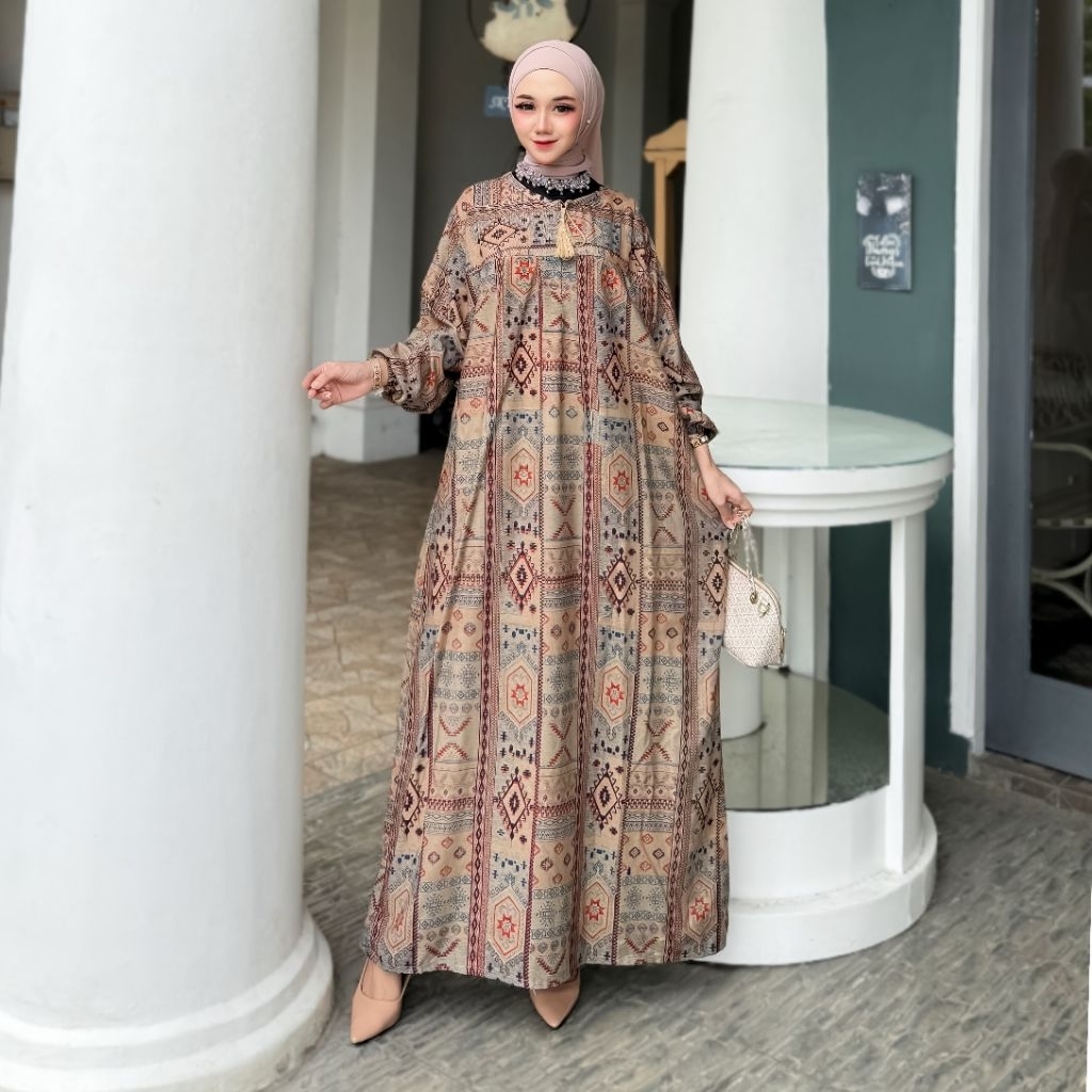 GAMIS JUMBO ETNIK MOTIF SONGKET  KAIN RAYON PREMIUM TEBAL ADEM BUSUI FRENDLY