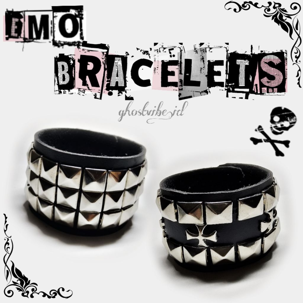Emo Bracelet | aksesoris | bracelet | gelang punk spike pyramid