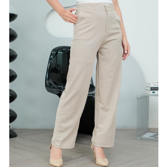 cozie pants - cozie knit pants celana highwaist - cozie pants kulot rib Korean style - celana kulot 