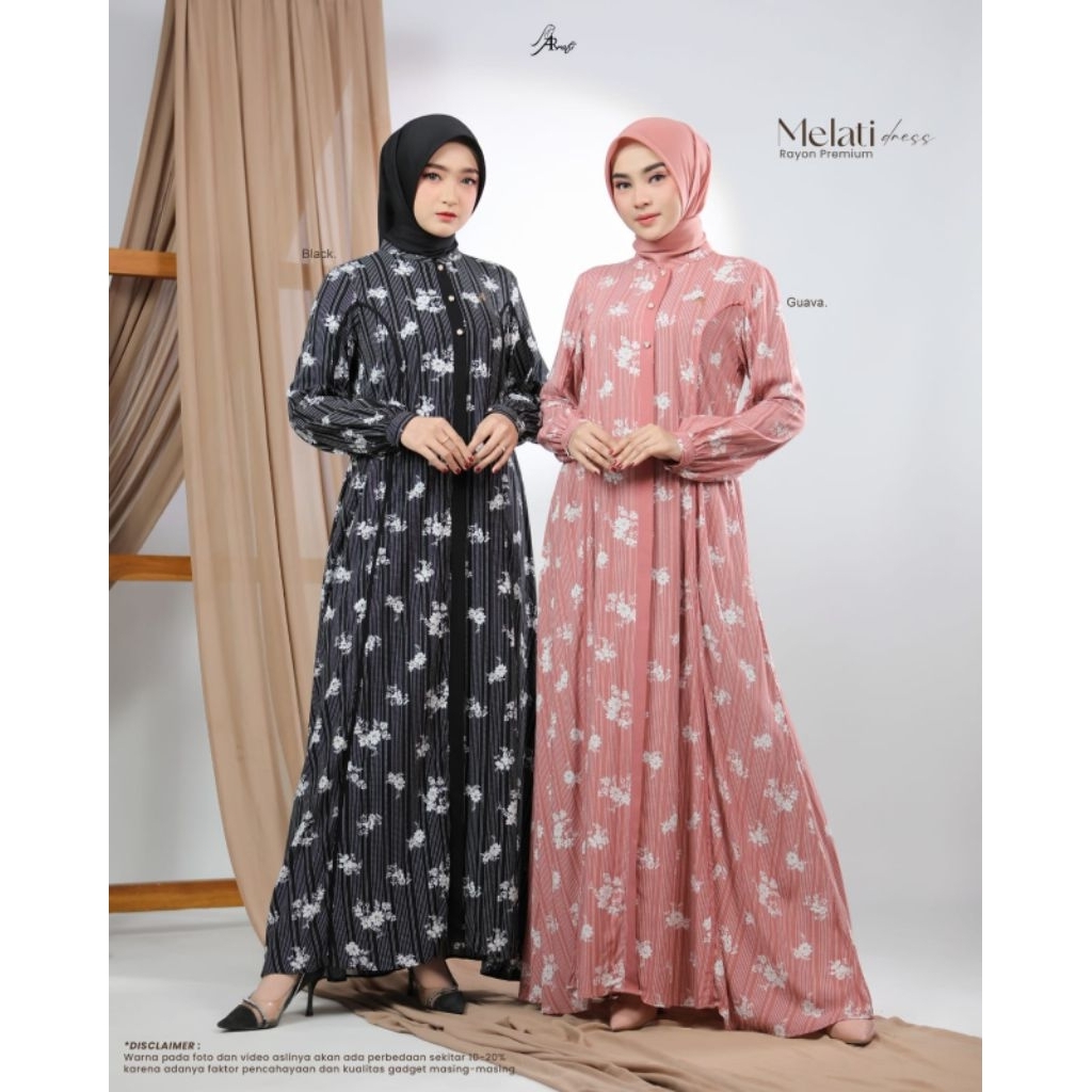 BAJU GAMIS ARRAFI MELATI DRESS RAYON PREMIUM MOTIF ADEM NYAMAN