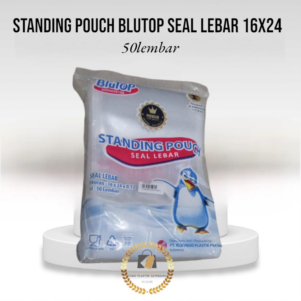 Standing Pouch Blutop Seal Lebar 16x24