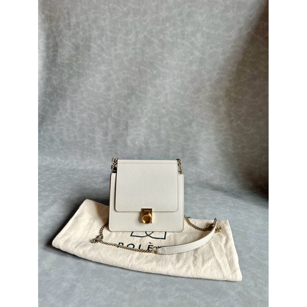 vGC polene mini sept chalk grained leather crossbody bag authentic original paris