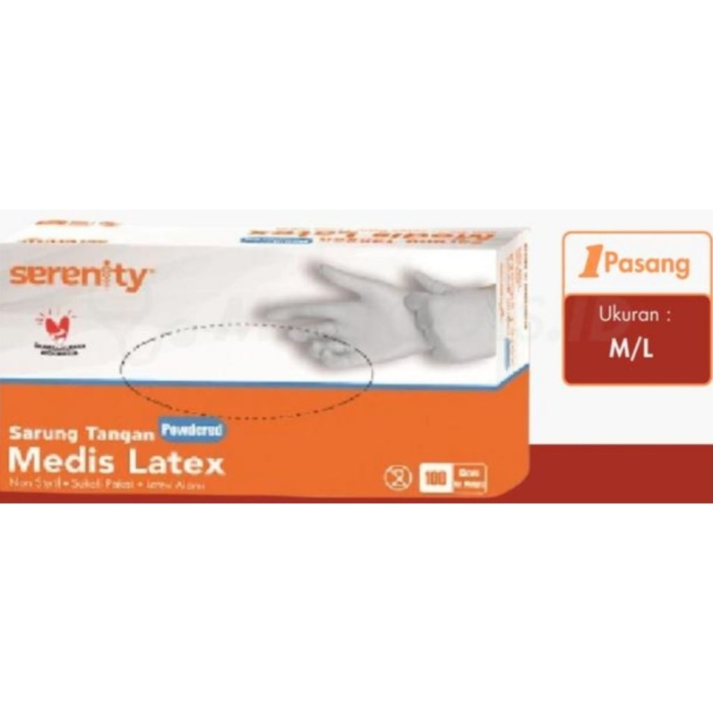Sarung tangan latex serenity / sarung tangan latex medis / sarung tangan latex
