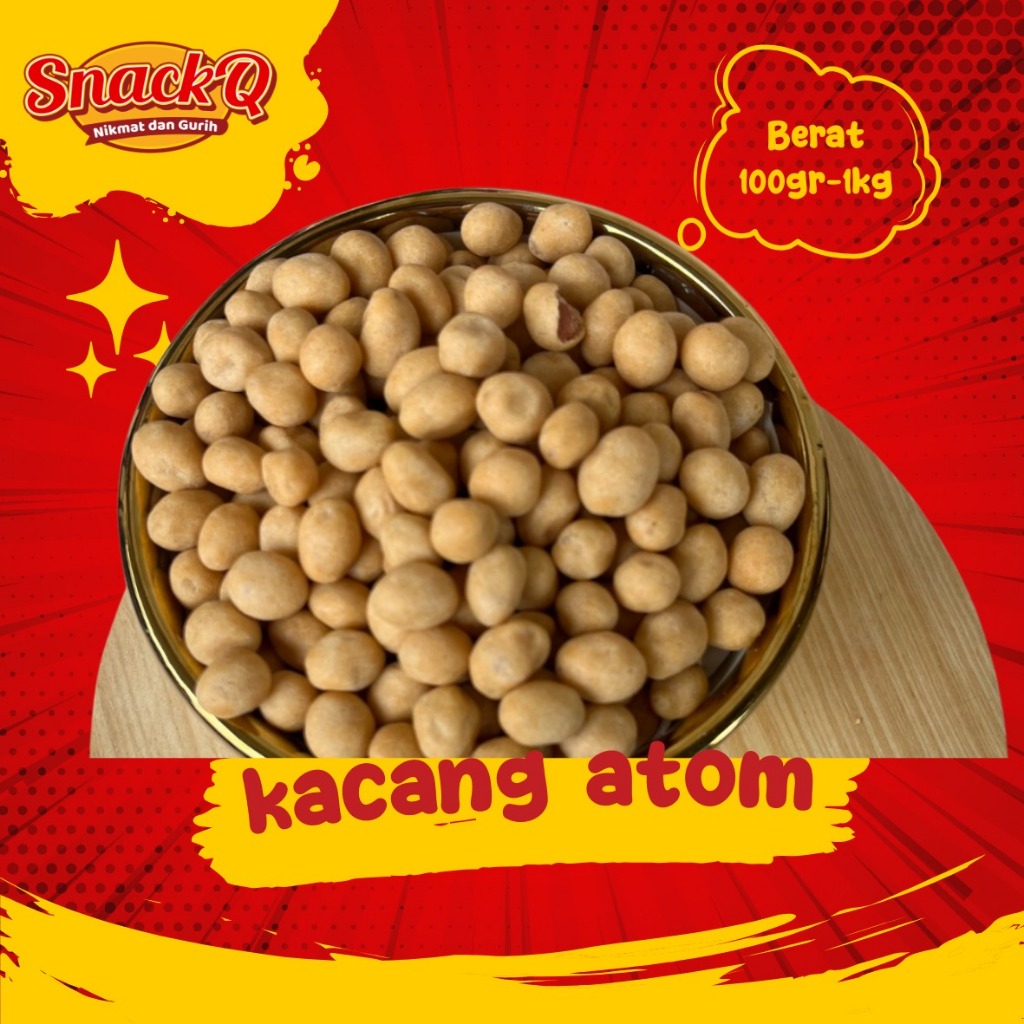 Snackq.id - Kacang Atom Oven /  Kacang Telur / Cemilan Gurih Manis / Kue Kering