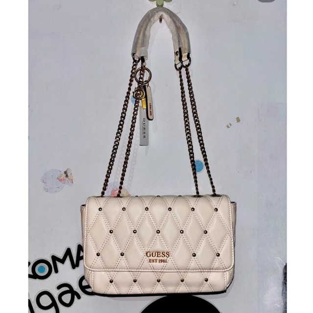 [NEW] GUESS FLAP MUTIARA PU -White
