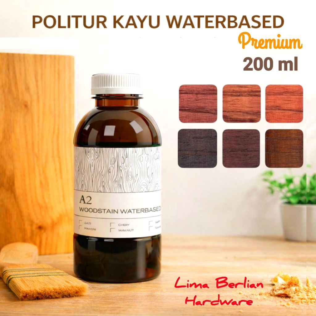 Politur Pewarna Kayu A2 Premium 200 ml Woodstain Waterbased