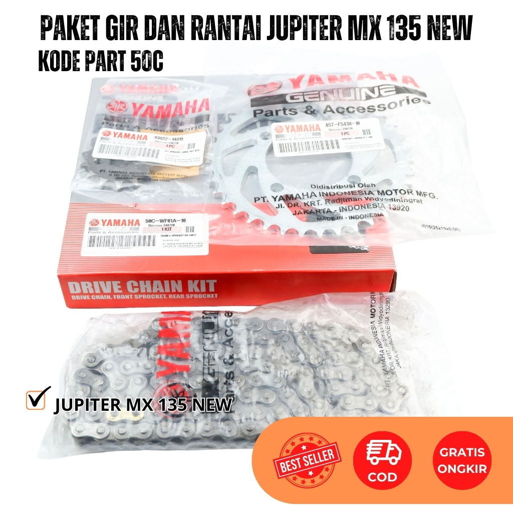 Gear Set Yamaha Jupiter MX 135 New, Gir Rantai Set GearSet Jupiter MX 135 50C Original
