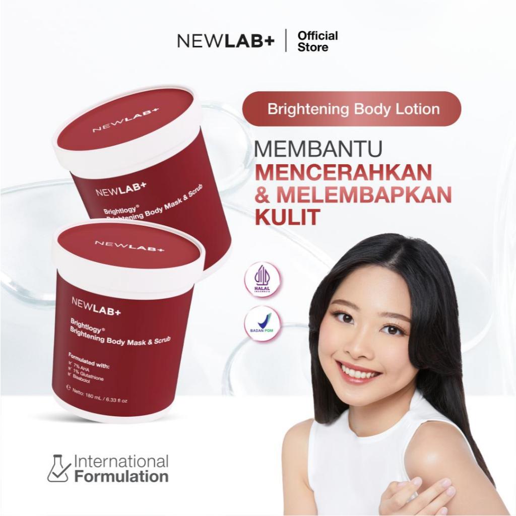 NEWLAB Paket 2 Jar Brightlogy Body Mask & Scrub | Body Scrub untuk Memutihkan | Scrub Badan | Exfoli