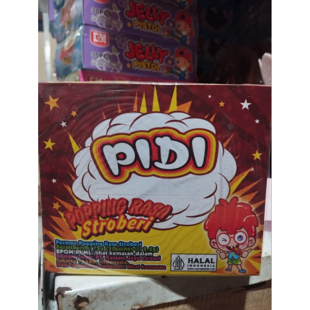 PIDI POPPING CANDY RASA STROBERI BOX ISI 30
