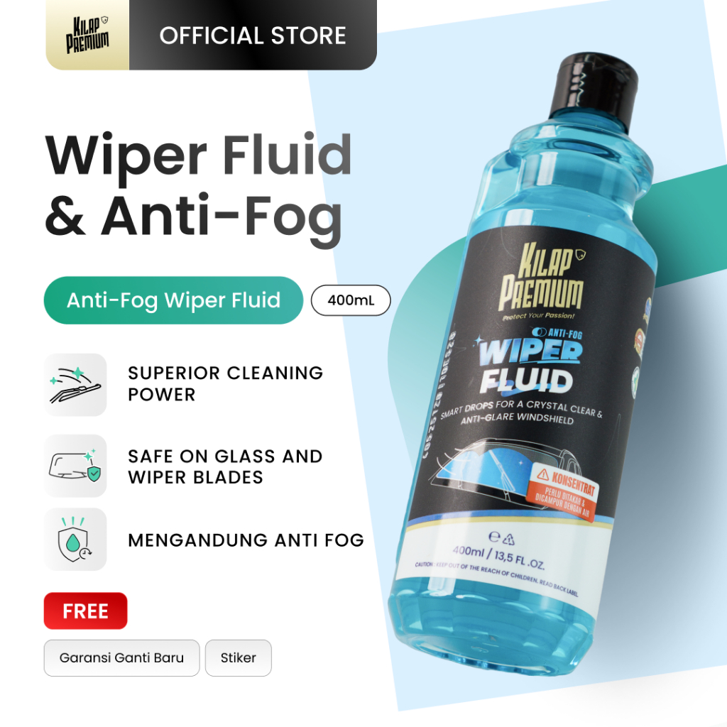 Kilap Premium - Wiper Fluid Concentrate Anti Fog Cairan Wiper Kaca Mobil Anti Baret