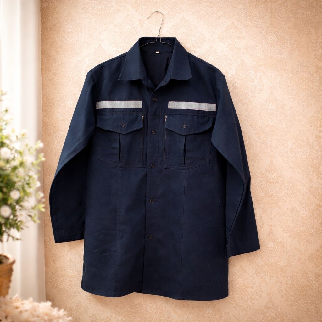 PRELOVED Kemeja Lapangan Kemeja Tactical Lengan Panjang W tac bahan Tebal Biru Dongker