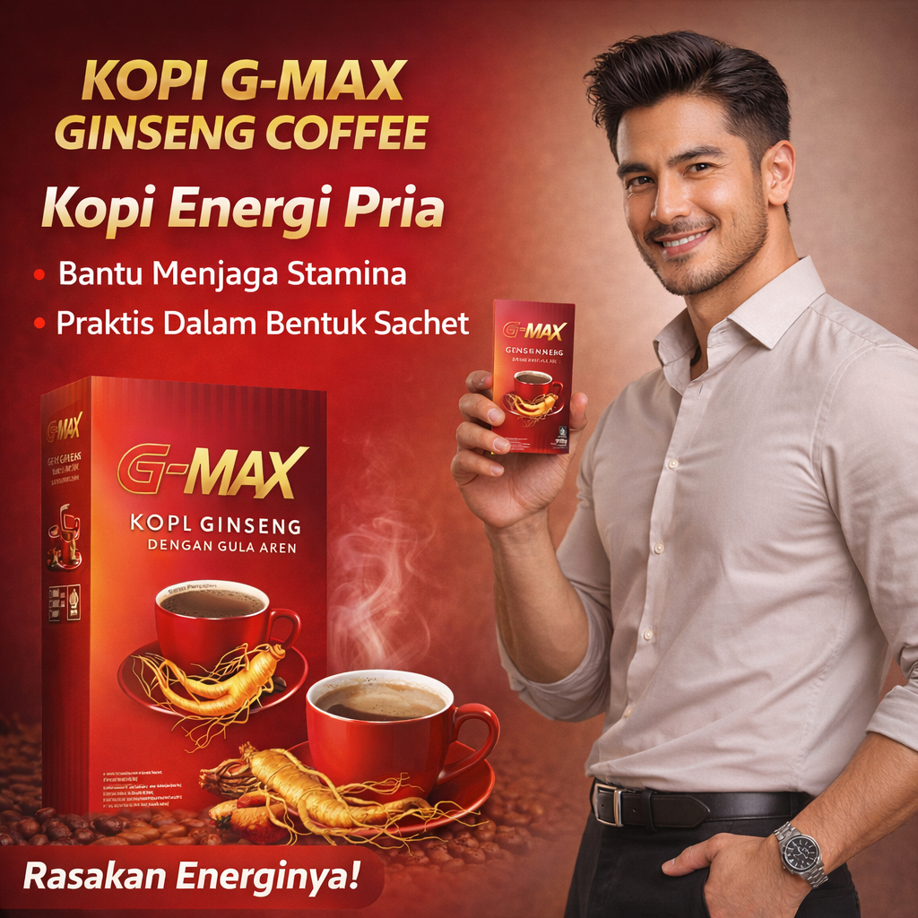 Kopi G-Max Ginseng Original | Kopi Stamina Pria | Kopi Energi Herbal | Kopi Ginseng Premium BPOM
