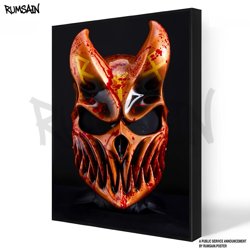 Rumsain poster - slaughter to prevail - masked - home decor - Bingkai minimalis - poster dinding - d