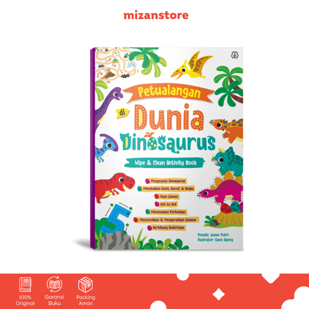 [Mizan] Petualangan di Dunia Dinosaurus: Wipe & Clean Activity Book | Buku Anak 3-6 Tahun