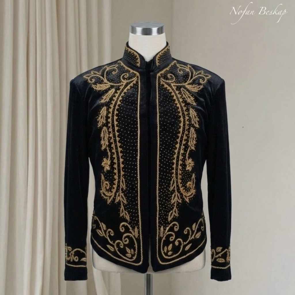 Beskap Pengantin Jawa Bludru Payet / Beskap Jawa Bludru Hitam