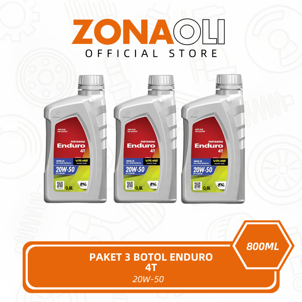 Paket Grosir 3 Botol Oli Enduro 4T 0,8L 800ml SAE 20W-50 API SL JASO MB Original Untuk Motor Bebek
