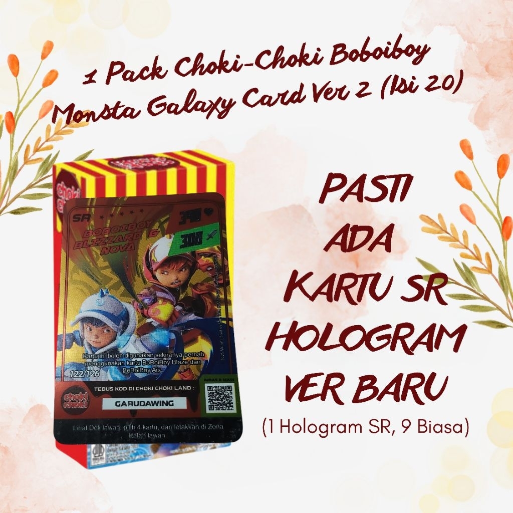 VERSI TERBARU PASTI KARTU SR HOLOGRAM BOBOIBOY BLIZZARD & NOVA~ 1 Pack Choki-Choki Boboiboy Monsta G