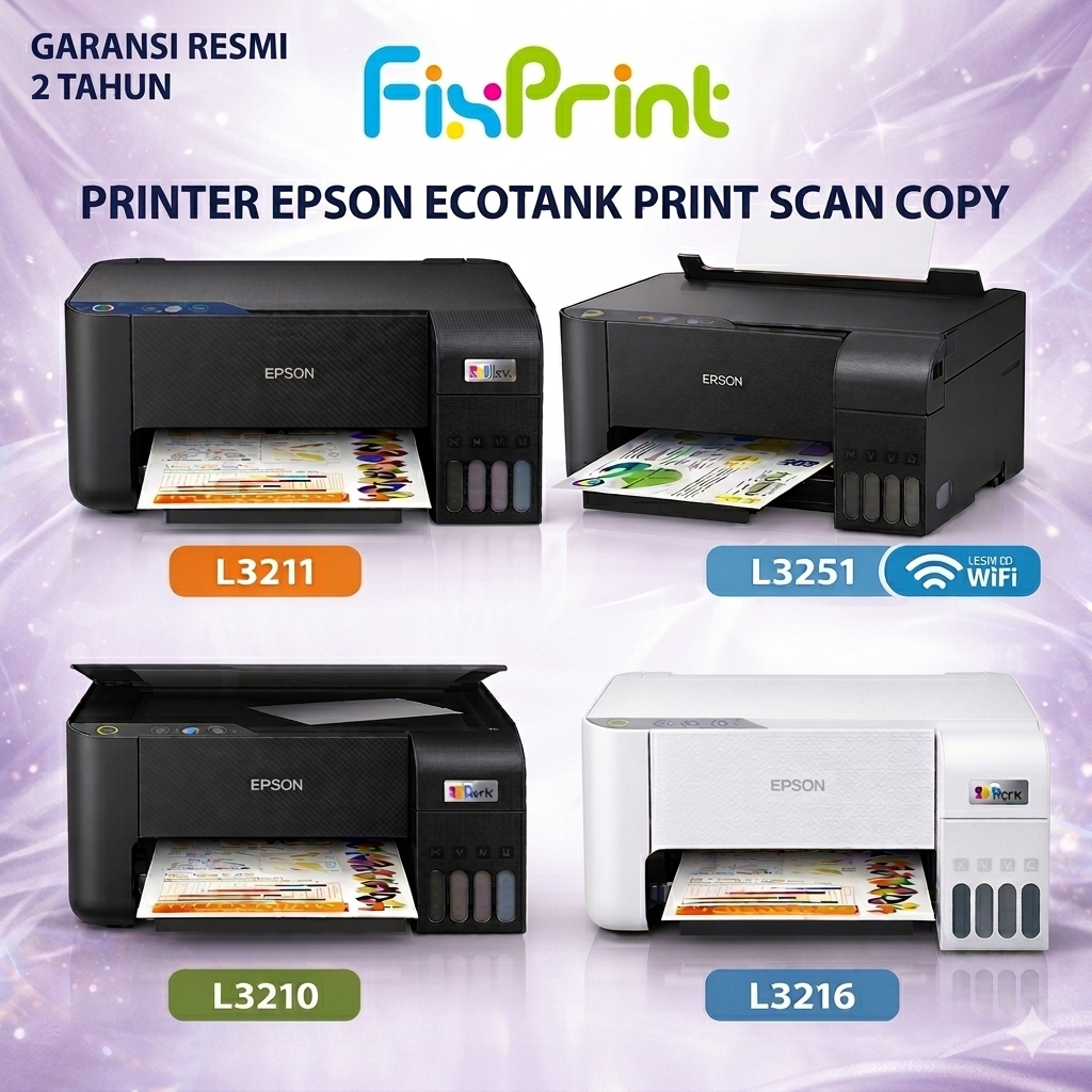 Printer Epson EcoTank L3210 L3211 L3216 L121 / L3251 WiFi Print Scan Copy - Pengganti L3110 L3250 L3