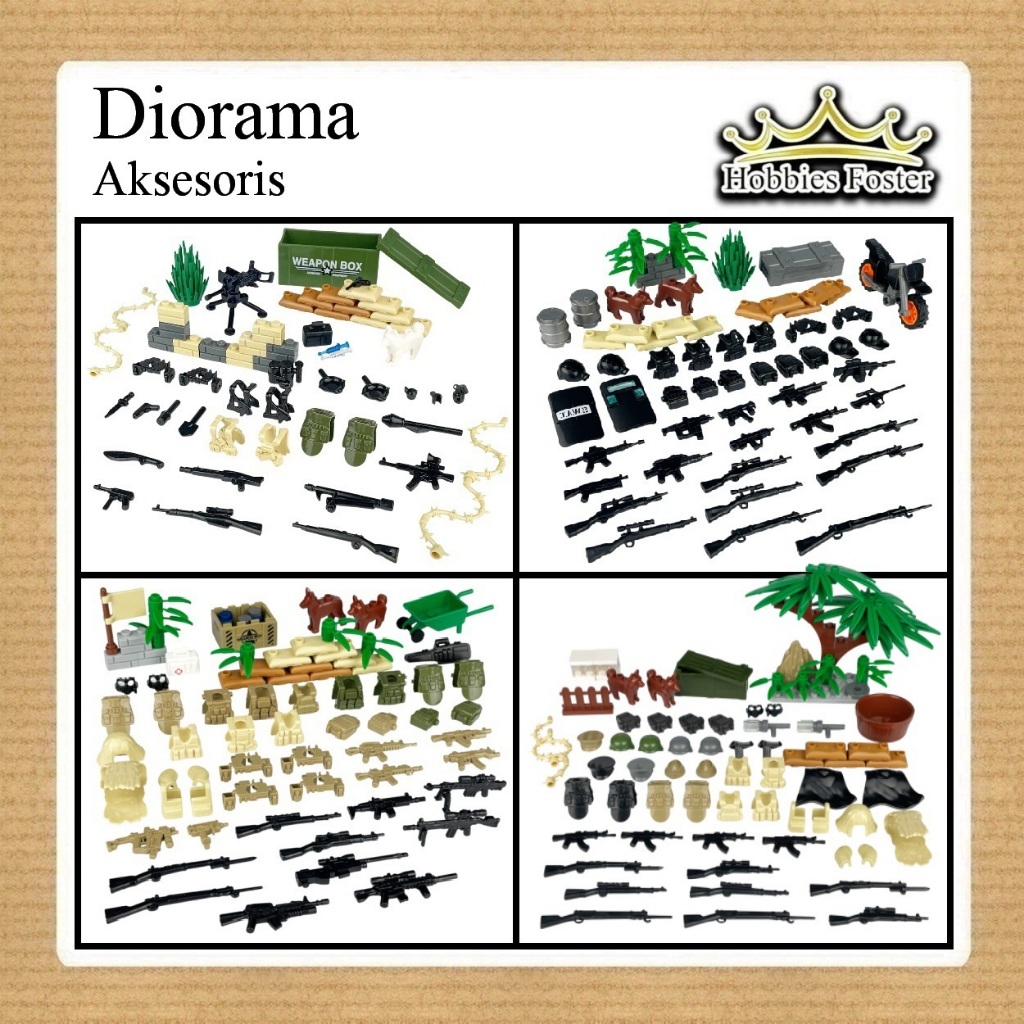 HF Miniatur Aksesoris Equipment Acc Perlengkapan Diorama Militer - Paket Mainan