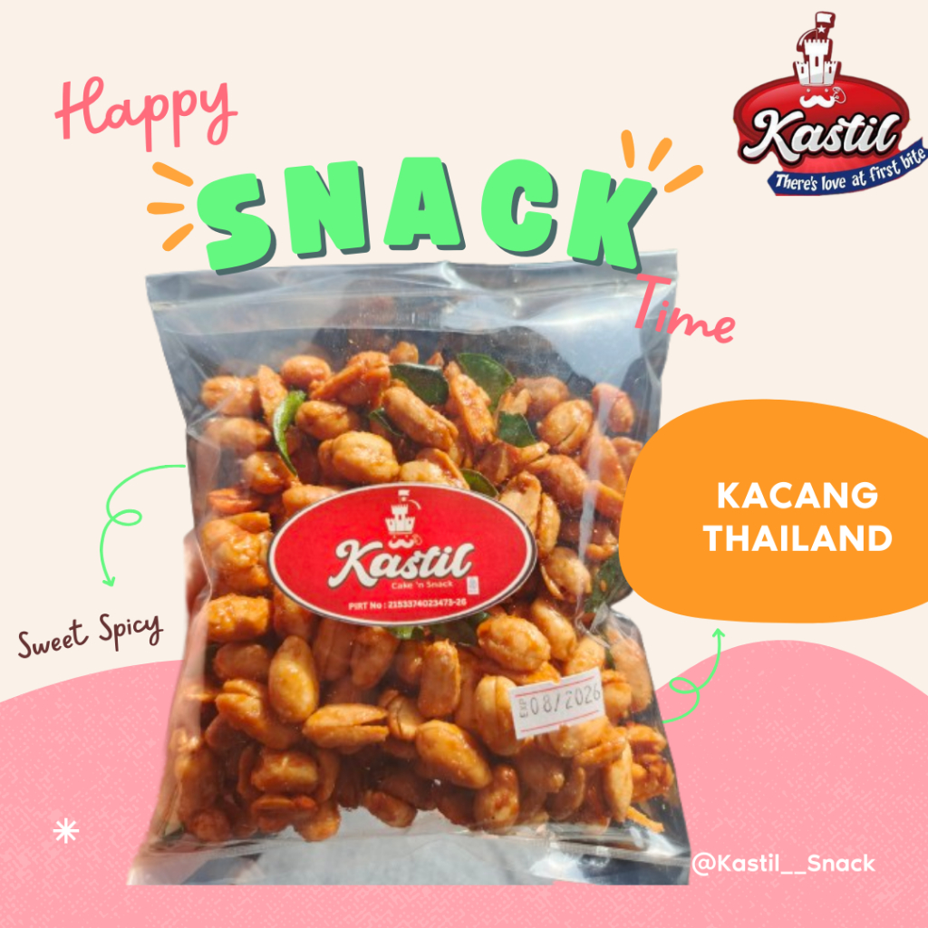 Kastil Snack Kacang Thailand Cemilan Anak Muda, cemilan Kekinian, Kacang Kiloan, Kacang Goreng Enak,