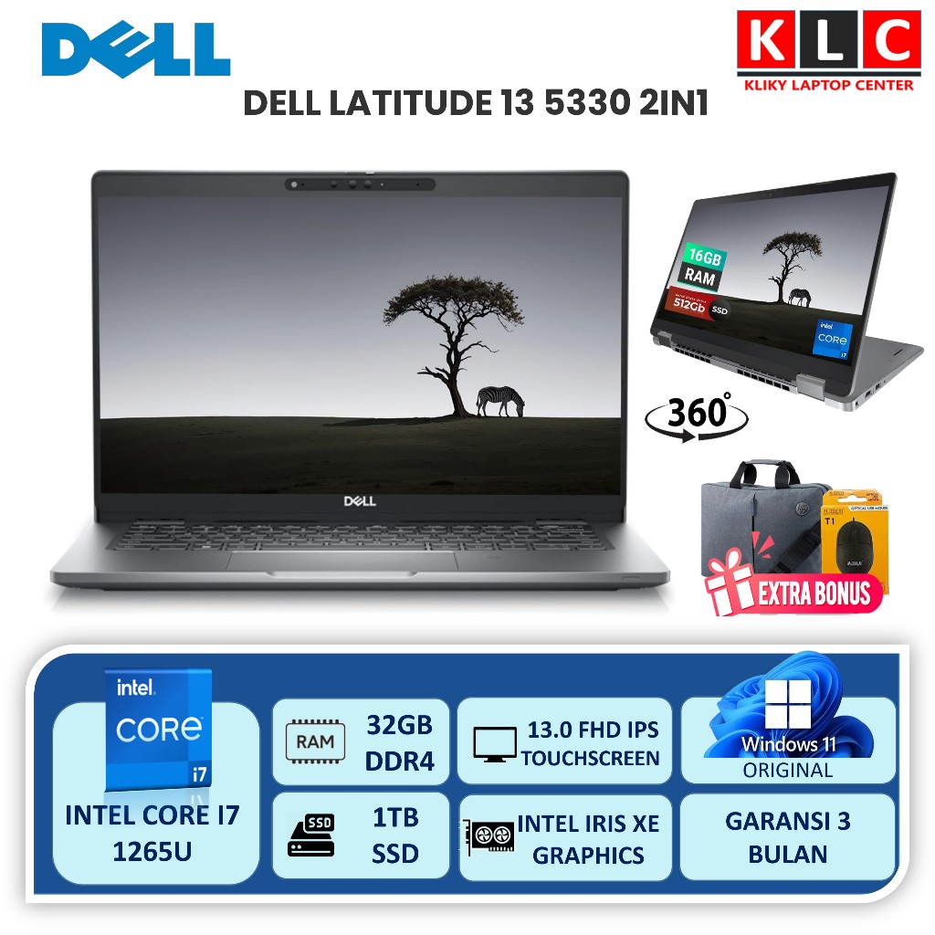 Laptop Dell 2in1 Latitude 13 5330 Intel Core I7 1265U Ram 32GB SSD 1TB 13 Inch Touchscreen