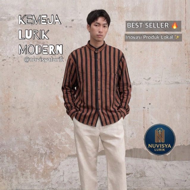 Kemeja Lurik Pria Modern | Baju Koko Lurik Casual Premium | Lengan Panjang / Pendek | kekinian 2026