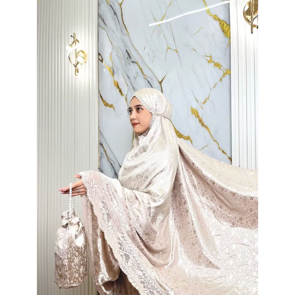 ALISYA PRAYER SET / MUKENA SILK PREMIUM / MUKENA DEWASA/EID SERIES RAYA MUKENA JACGUARD BY ARMII.ID/